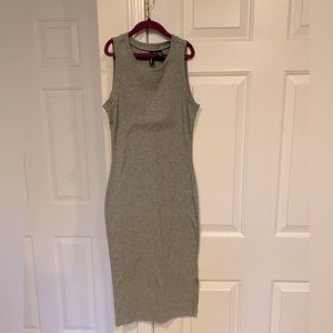 Grey Ribbed Bodycon Dress - Size Small